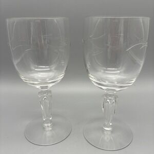 Tiffin-Franciscan Debbie Water‎ Goblet/ Wine Glass Set Of 2 Crystal